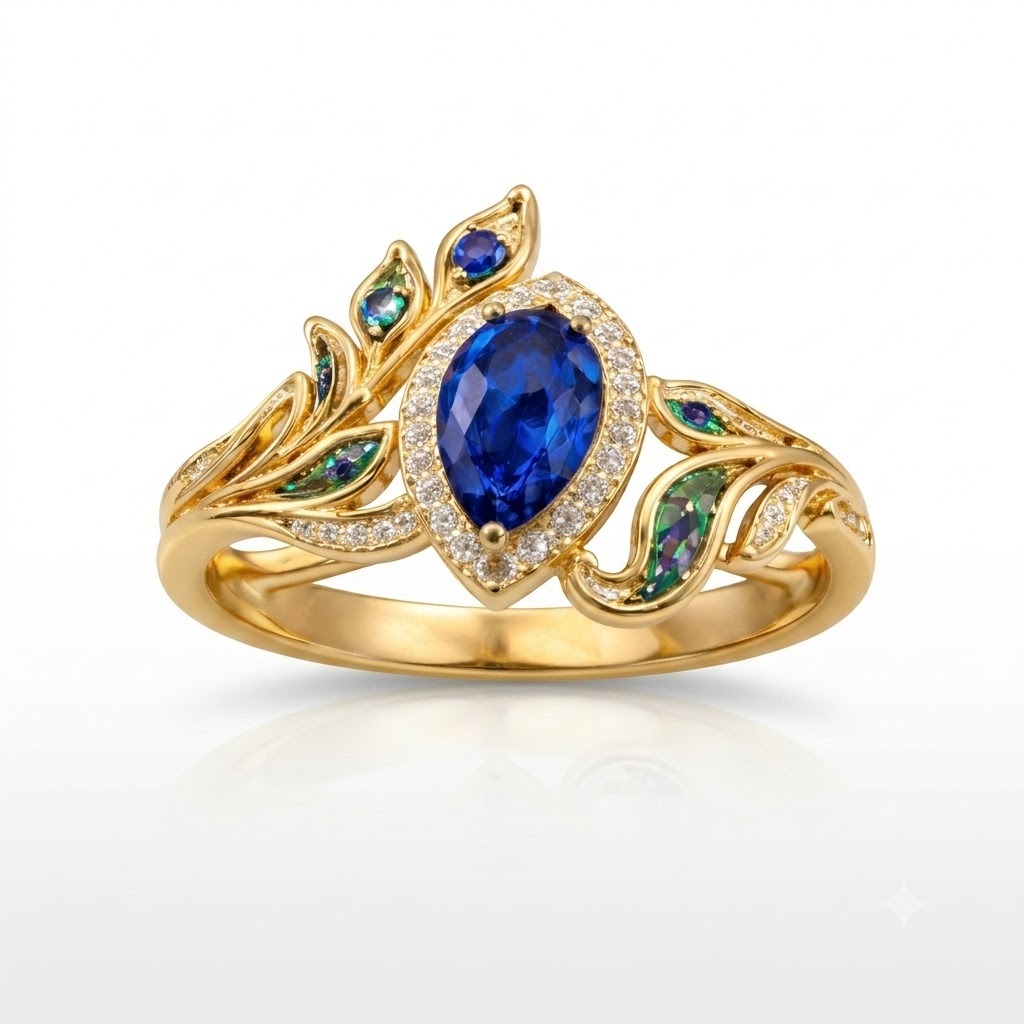 Ladies 22K Gold Peacock Ring